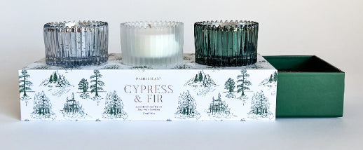 Cypress Fir Holiday 2 oz. Ribbed Mercury Glass Boxed Gift - Set of 3