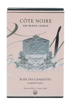 White 450g Candle Glass Crystal Lid - Charente Rose