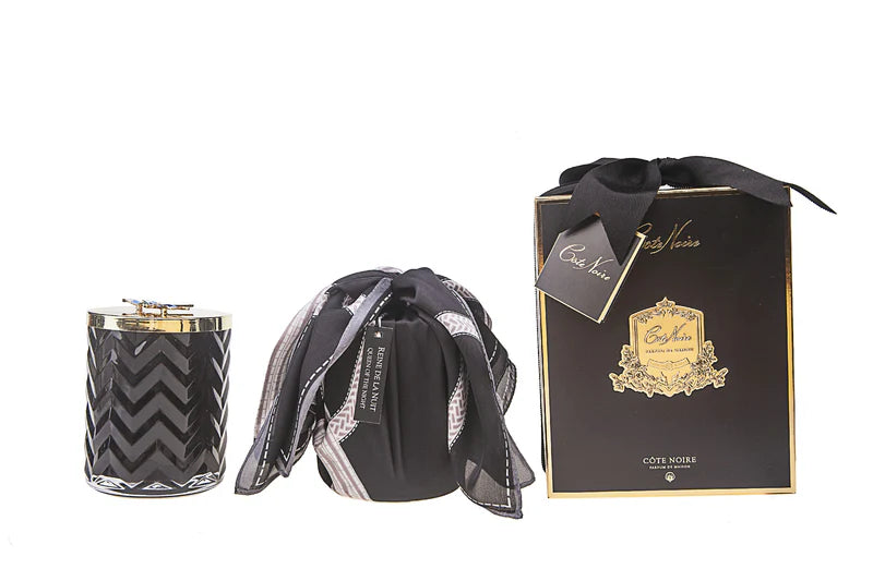 erringbone Candle With Scarf - Black & Gold - Bee Lid