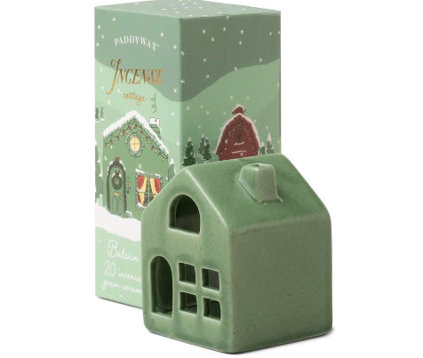 Incense Cone Holiday Green Ceramic Cottage w/