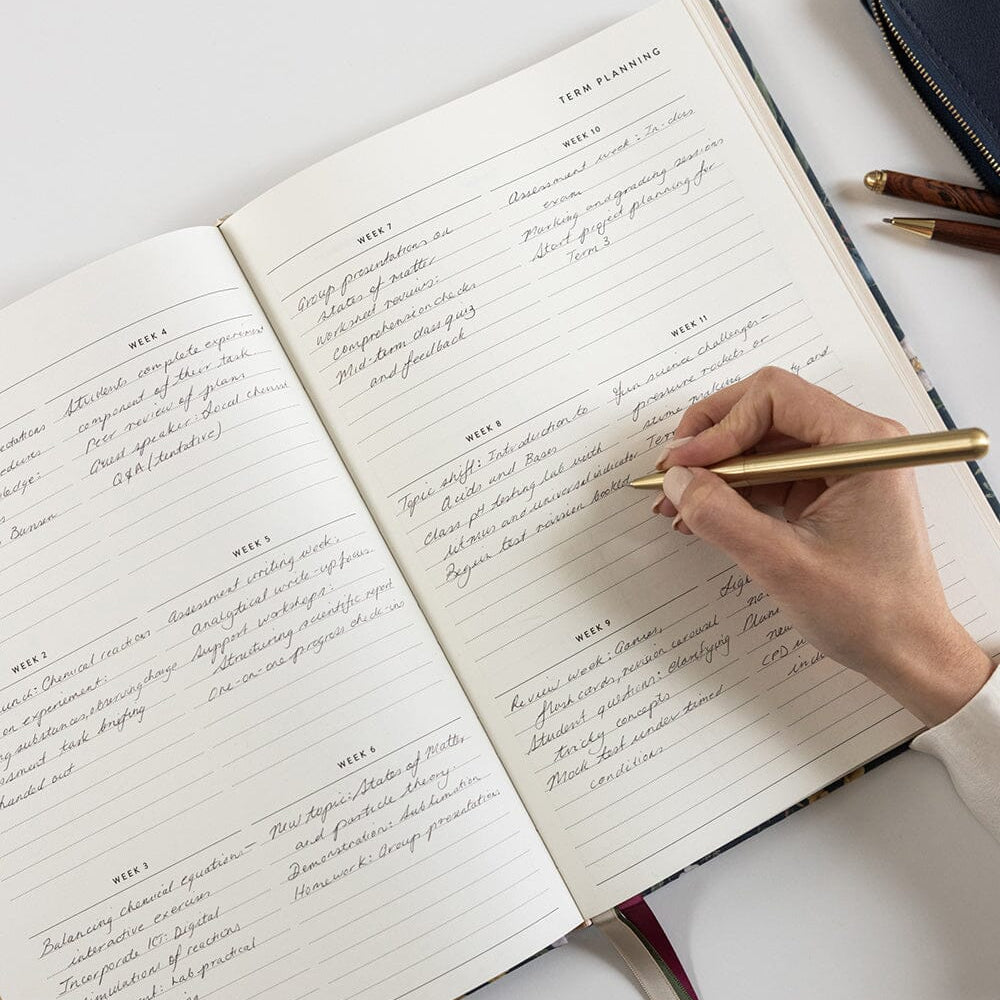 Beautiful linen bound 2026 Teacher A4 Planner features