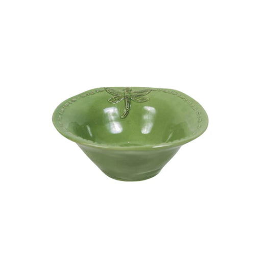 Dragonfly Stoneware Green Salt Bowl