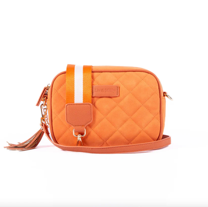 The Liv & Milly Sally in Apricot suede is a classic & versatile crossbody bag crafted from a gorgeous soft vegan leather.