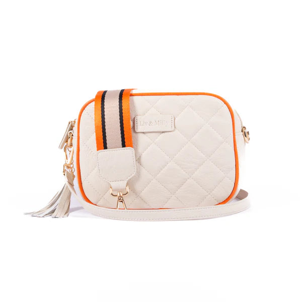 The Liv & Milly Sally in Cream/Orange is a classic & versatile crossbody bag crafted from a gorgeous soft vegan leather.