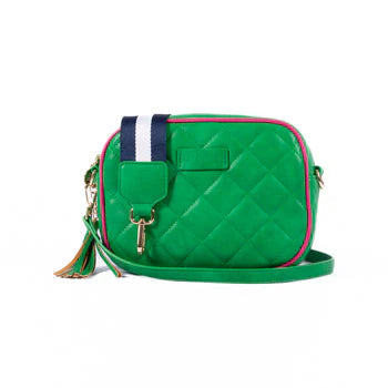 The Liv & Milly Sally Quilted Crossbody in Green / Pink is a classic & versatile crossbody bag crafted from a gorgeous soft vegan leather.