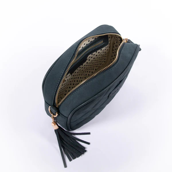 The Liv & Milly Sally in Slate suede is a classic & versatile crossbody bag crafted from a gorgeous soft vegan leather.