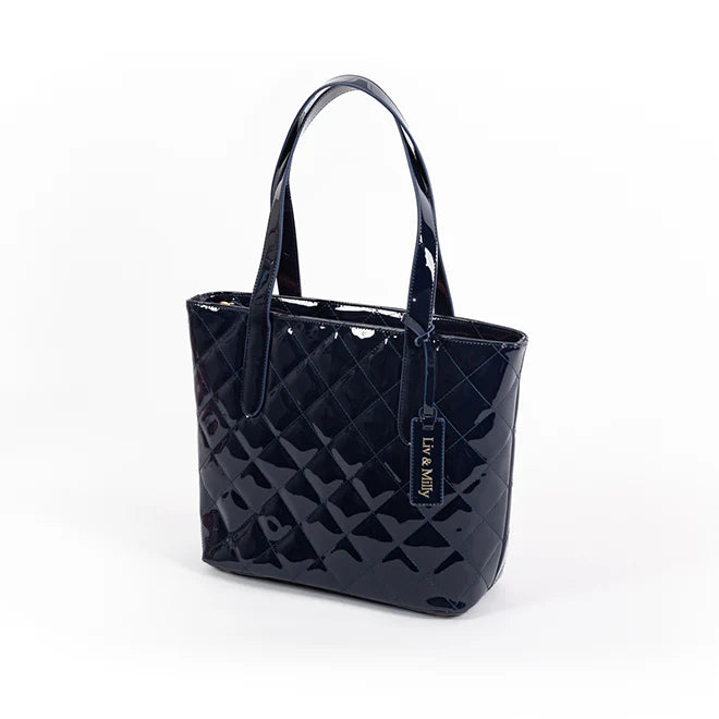 Liv & Milly Remi Navy Patent Tote