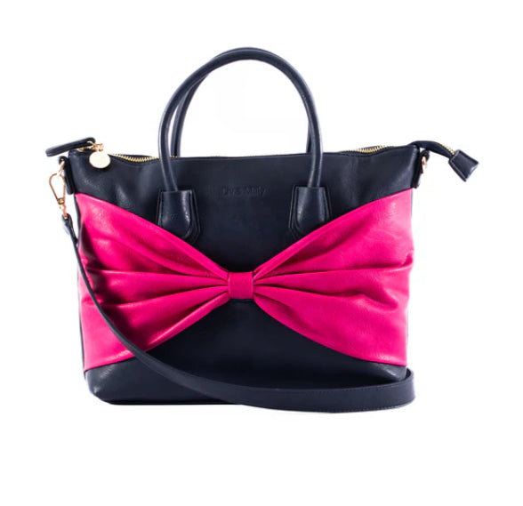 Liv & Milly Charlotte Pink / Navy Bow Handbag