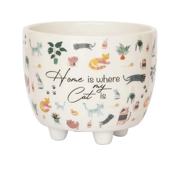 Home Is Where My Cat Is Planter Colourful Sm - 10cm