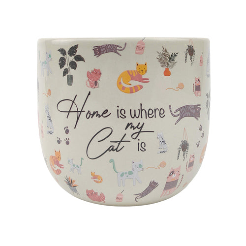 Home Is Where My Cat Is Planter Colourful Med - 14cm