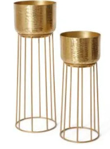 Soyala Pot on Stand Set 2 Gold/Gold