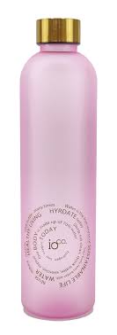 Frosted Water Bottle with Hydration Goals - Pink Punch