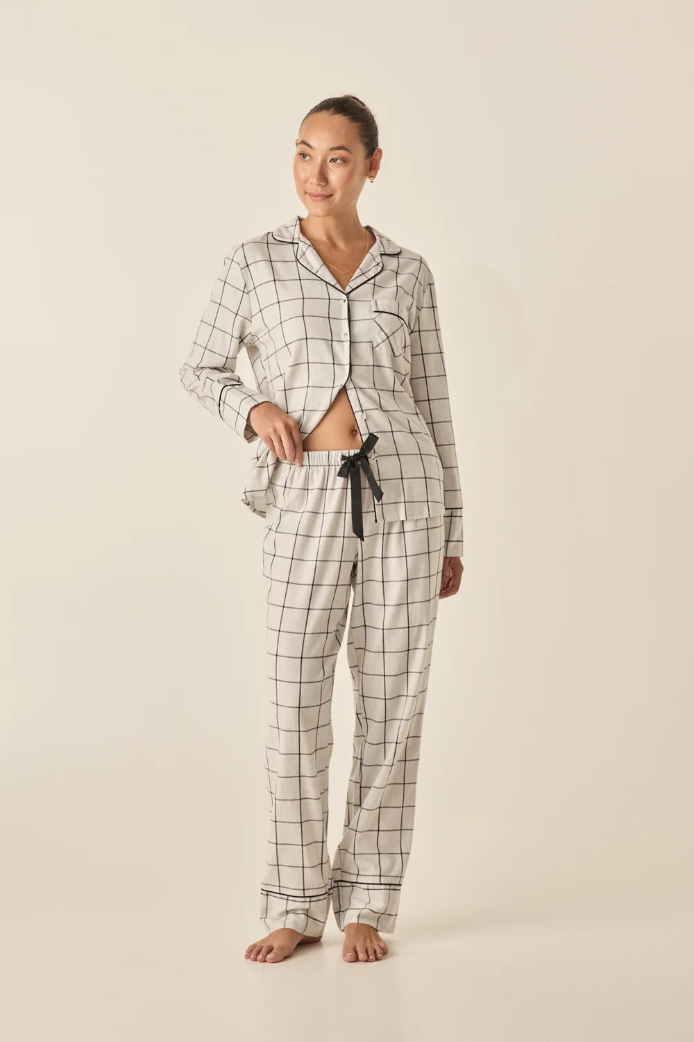 Our Beyonce style pyjamas are crafted from high-quality brushed cotton, making them incredibly soft and warm against your skin.