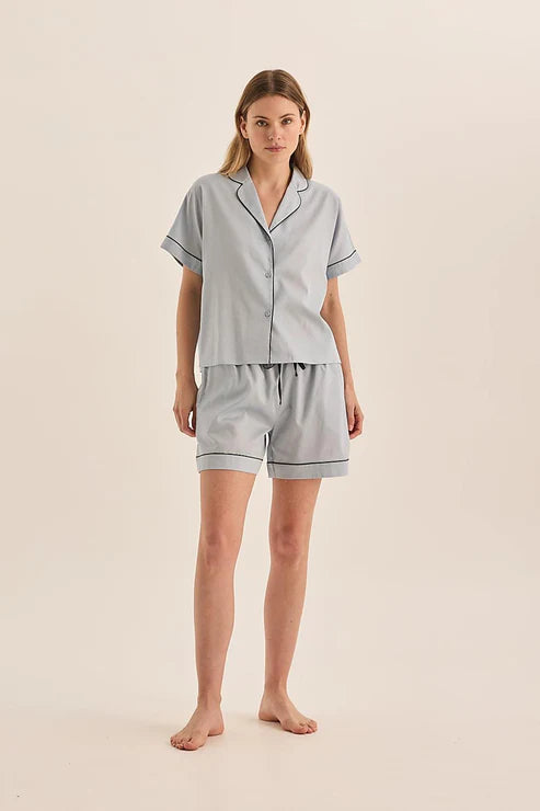 Ariana Blue Double Piping Short Set - Large