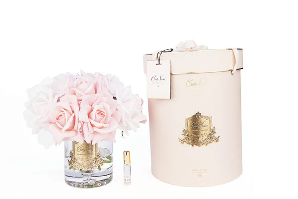 Grand Bouquet Mixed Pink Roses Gold Badge - Pink Box