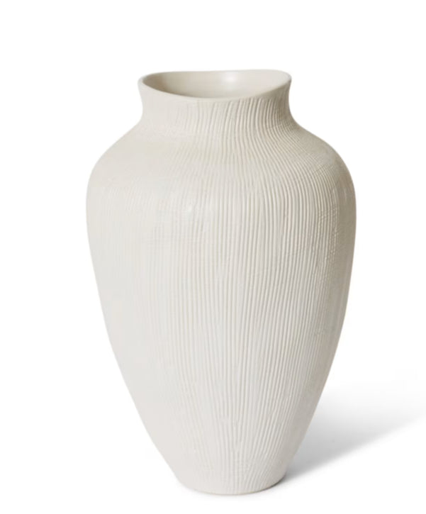 Greyson Tall Vase Hessian White 20x20x30cm