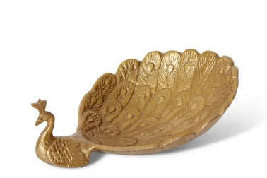 Peacock Trinket Dish Gold 20x15x7cm
