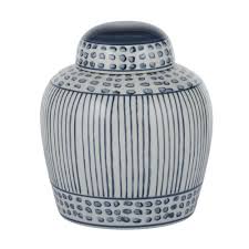 Lei Ceramic Ginger Jar 21x23cm - White/Navy