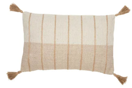 Chester Cotton Cushion 40x60cm - Taupe/White