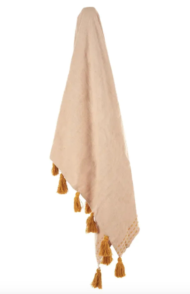 Fisher Cotton Throw 125x150cm Pink/Mustard