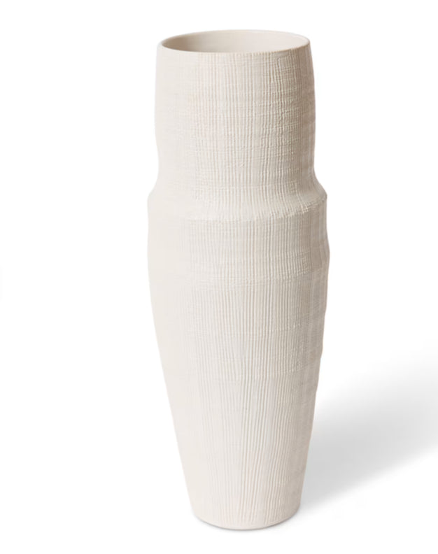Atlas Vase 18x18x45cm Hessian White