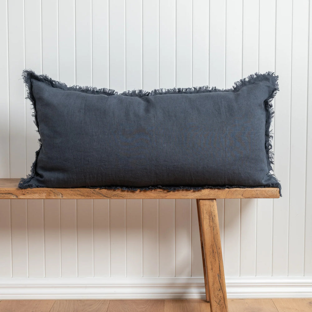 Long lumbar cushion in charcoal