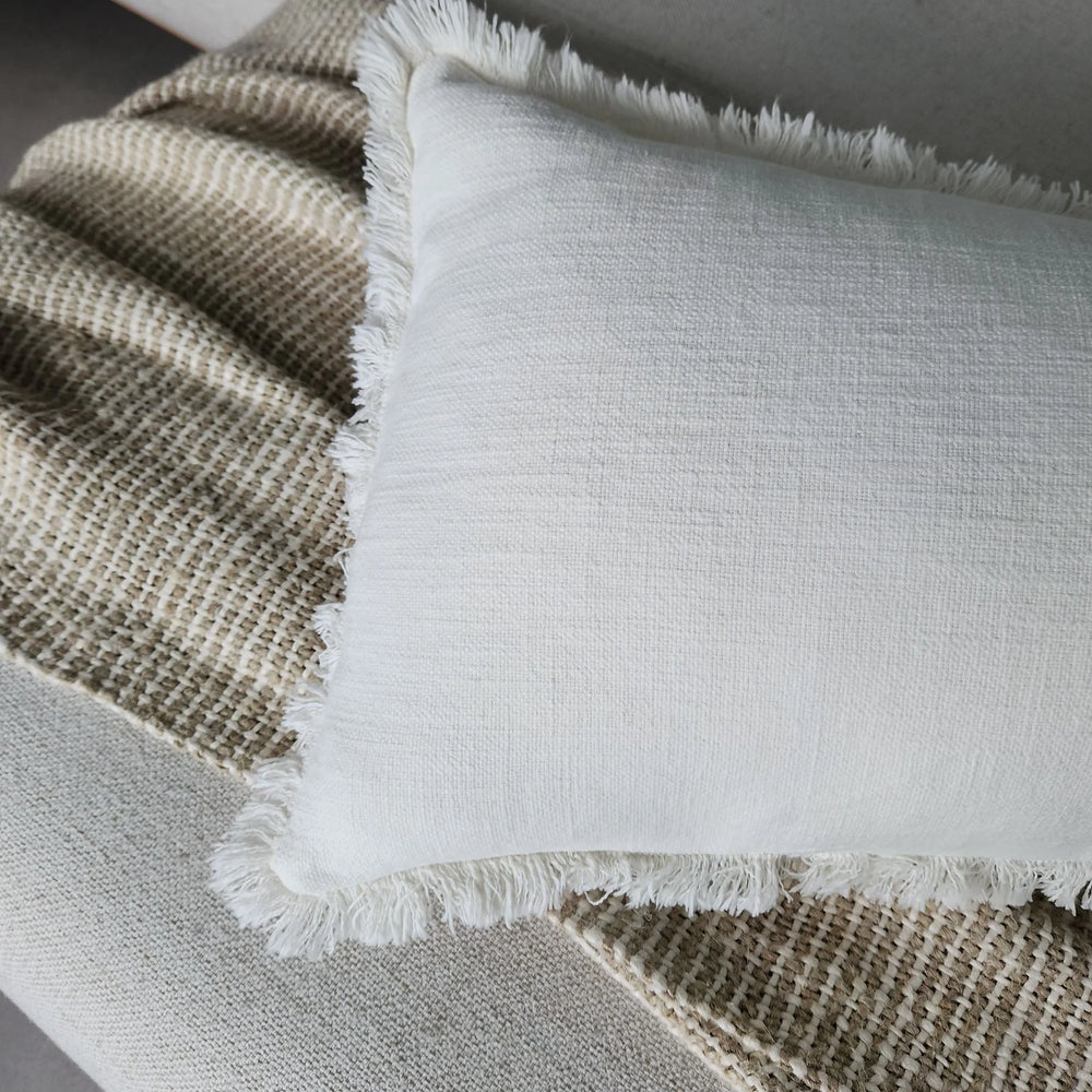 Champêtre Heavy Weight French Linen Cushion 40x60cm Lumbar - White × 1