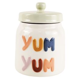 Yum Yum Treat Jar White & Colourful - 14cm