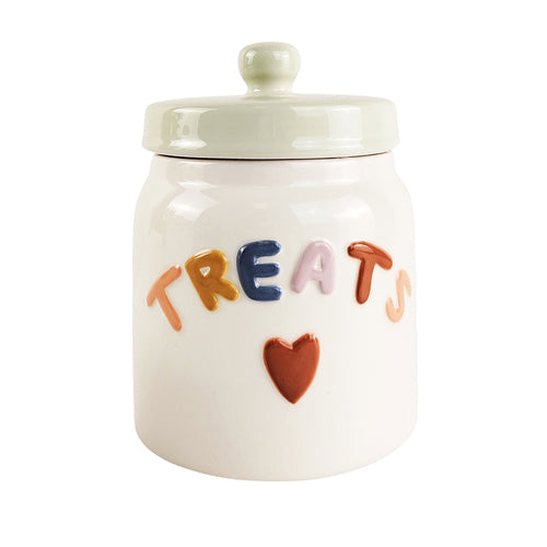 Treats Treat Jar White & Colourful - 16cm
