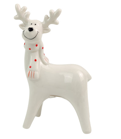 Cute Reindeer Decoration White - 16cm